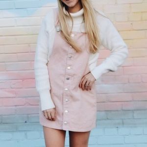Pink Corduroy Overall Dress | Size: Small